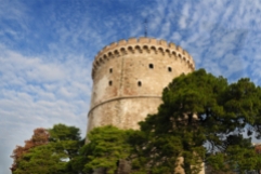 Building of white tower in Greece, Thessaloniki